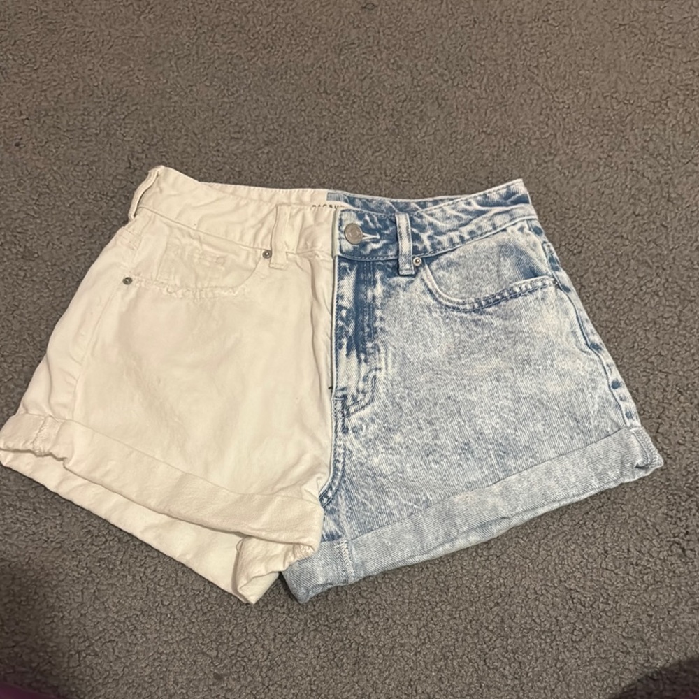 PacSun White and Denim Jean Shorts with Raw Hem